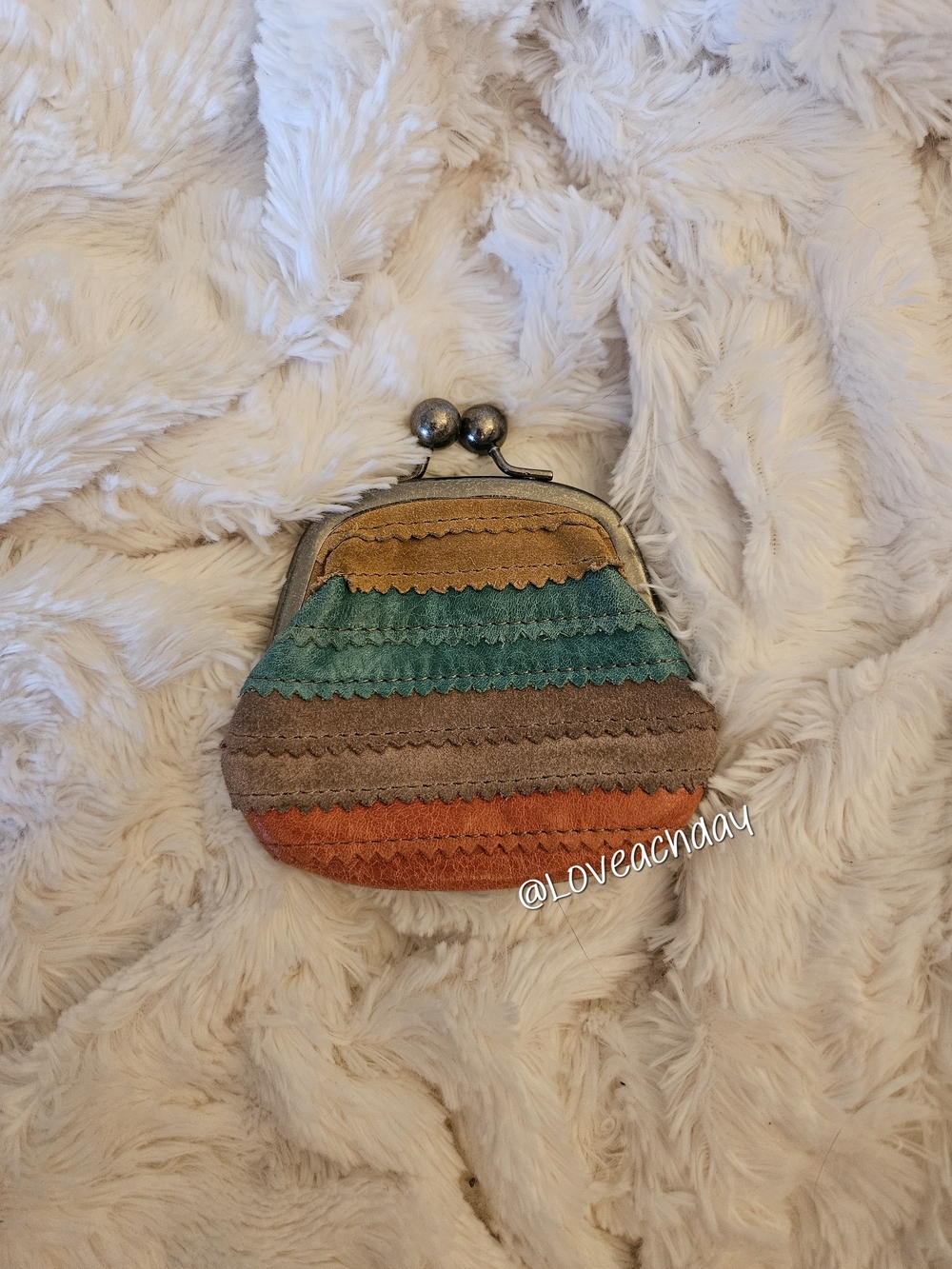 Fossil✨️Striped Suede Coin Purse